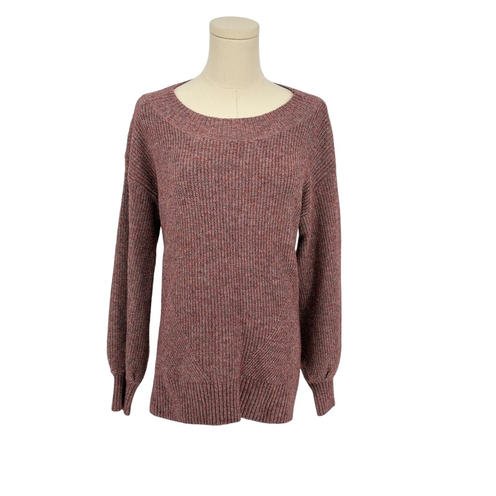 Christopher and Banks Sweater Size M Marled Pink Ribbed Long Sleeve Boat Neck